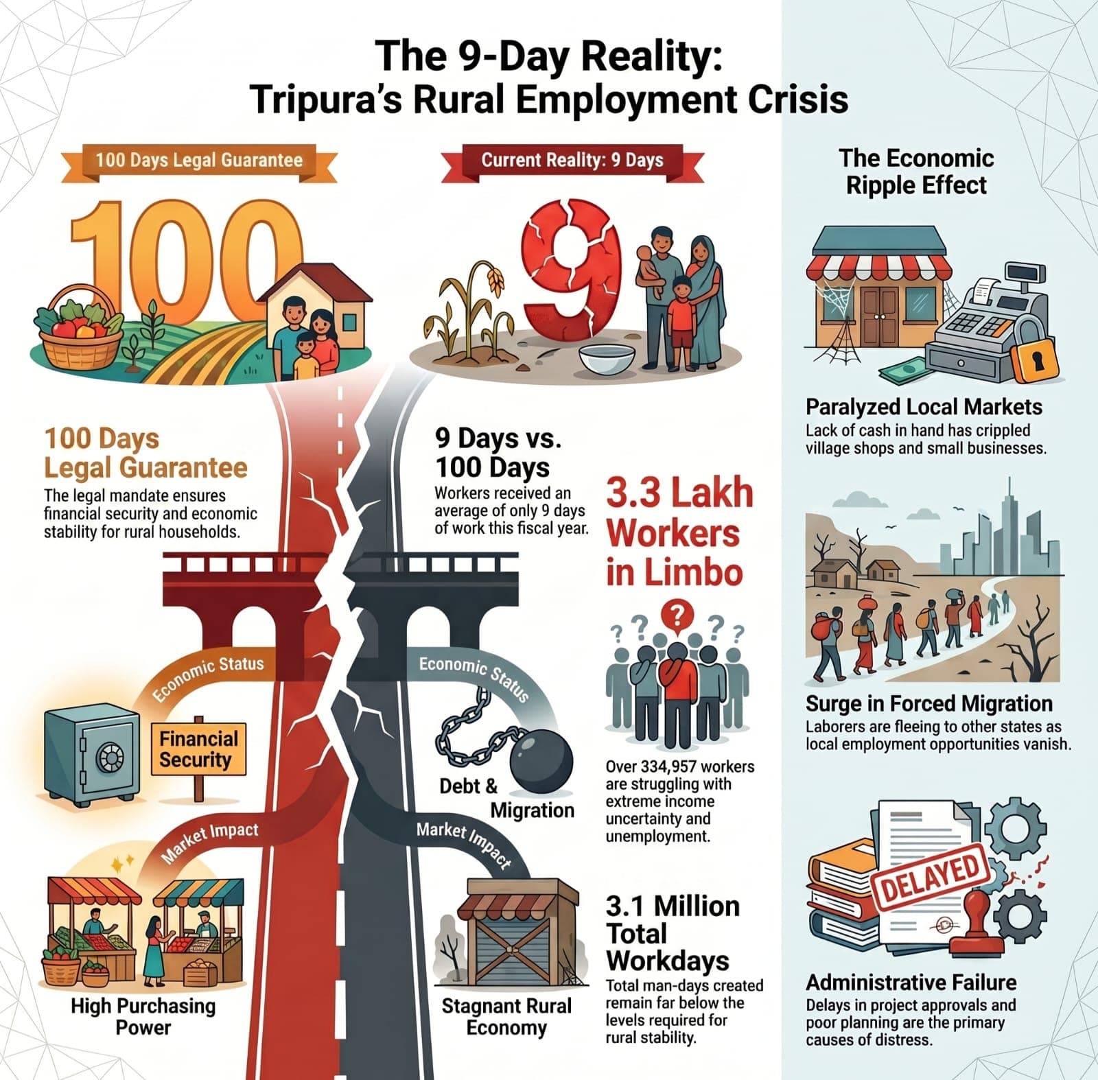 Only 9 Days of Work Under MGNREGA on Average: Rural Economy in Distress as Tripura Faces Severe Employment Crisis