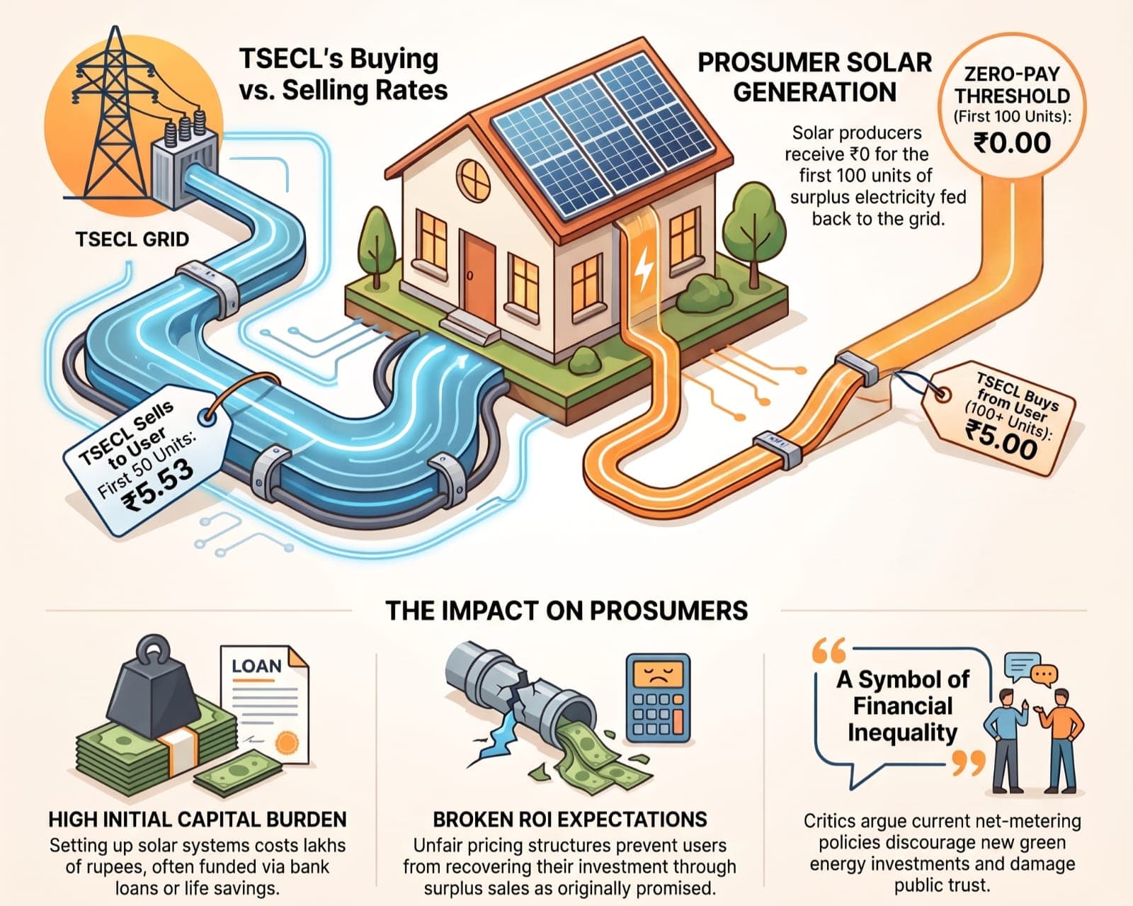 Selling Cheap, Buying Dear! Solar Users Demand Fair Pay